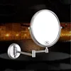 Triple Mirror Chrome Round 6'' 8 Inch Double Sides Modern Vanity Cosmetic Bath Mirror Swivel Mirror Rotatable Makeup 3