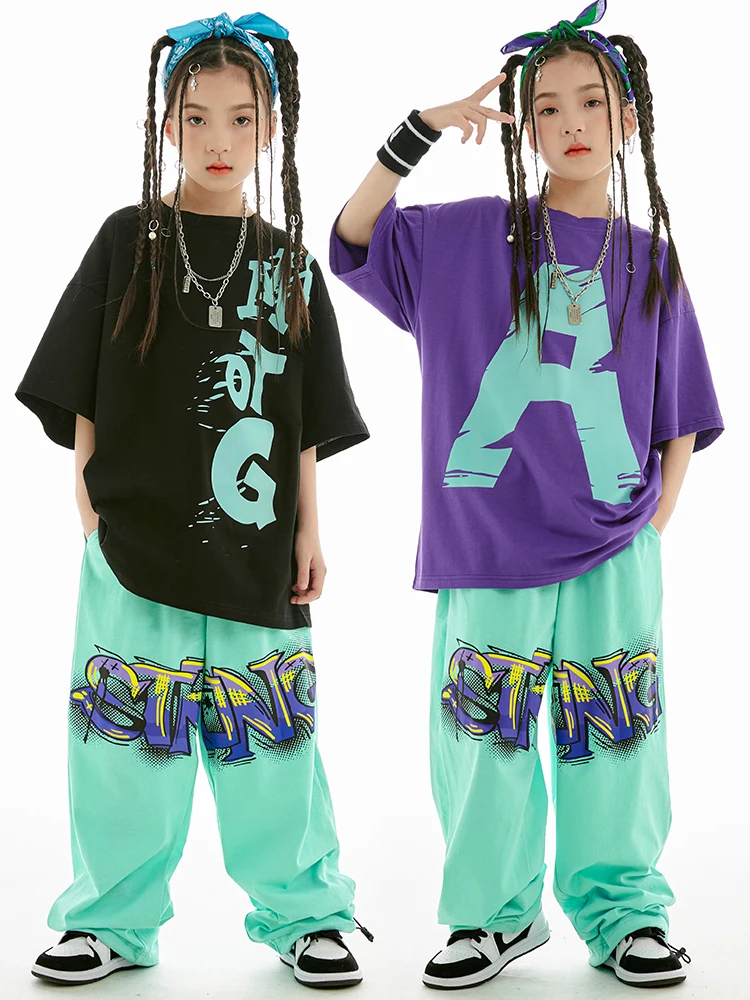

hiphop summer loose T-shirt costume jazz girl jazz costumes trendy suit