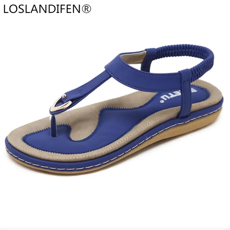 Summer Shoes Women Bohemia Ethnic Flip Flops Soft Flat Sandals Woman Casual Comfortable Plus Size Wedge Sandals 35-45