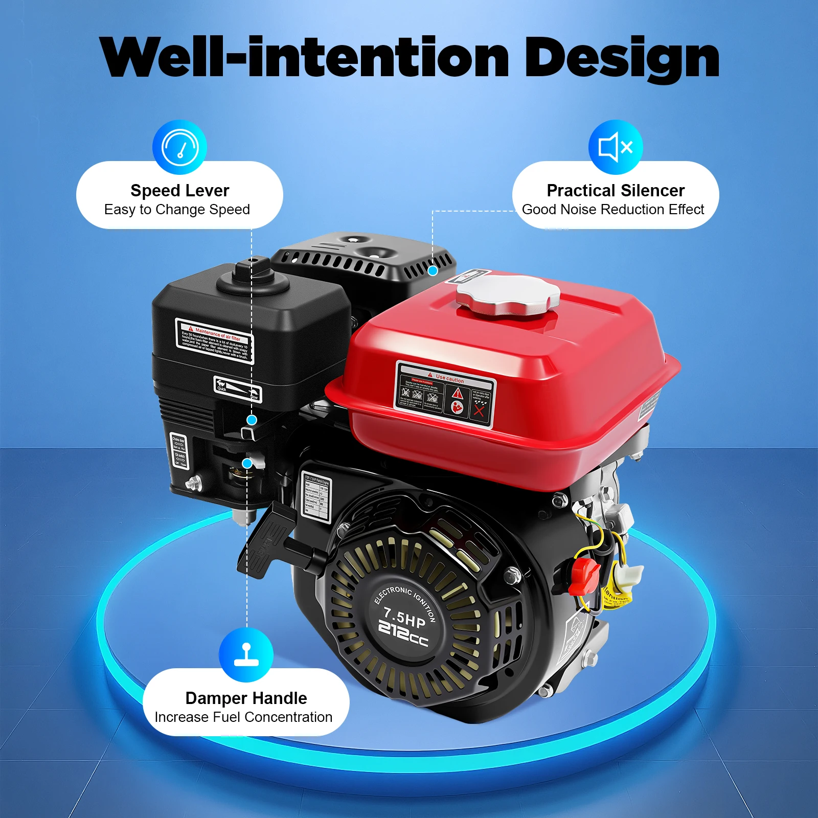 7,5 PS 4 kW 4-Takt 1-Zylinder-Benzinmotor Luftkühlung stationärer Kart-Motor Benzinmotor für Kart-DIY-Leistungsausrüstung – Detail 2