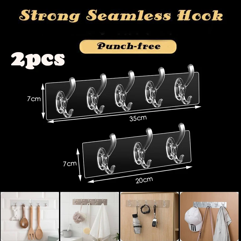 Kitchen Bathroom Accessories Non-marking Wall Hooks Self-adhesive Hooks  Hanger Clothes Coat Towel Holder Door Hook Storage Rack