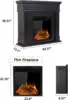 44" Electric Fireplace with Mantel Package Free-Standing Fireplace Heater, Wooden Surround Firebox with Log, Remote Control 5