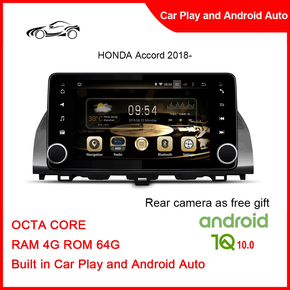 Cusp Grande Schermo Android10.0 Per Honda Accord 2018- 9 Pollici Ram 4G Rom 64G Gps Jammer Single Blocker Car Pioneer Android Car Stereo