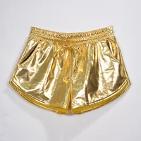 2026 Spring New Women's Silver Elastic Drawstring PU Shorts Stylish and Sexy Mini Shorts Available in Gold,Green,Black,Pink. - Image 4