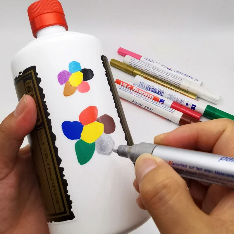 Paint Pen Waterproof High Temperature Resistance Alcohol Resistance for DIY Painted Toys Metal Plastic Wood Glass