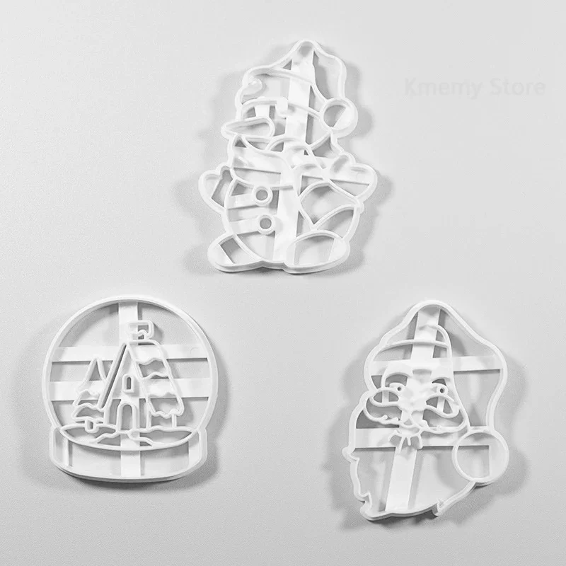 Festive Christmas Cookie Embosser Mold with Cartoon Designs