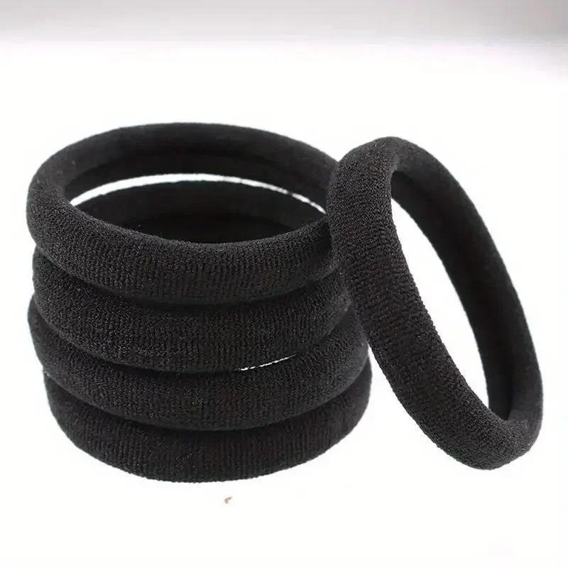 Hochelastische Haarbänder für Damen und Mädchen, schwarzes Basic-Haargummi-Stirnband, einfacher Pferdeschwanzhalter, Kopfbedeckung, Haar-Accessoires – Detail 5