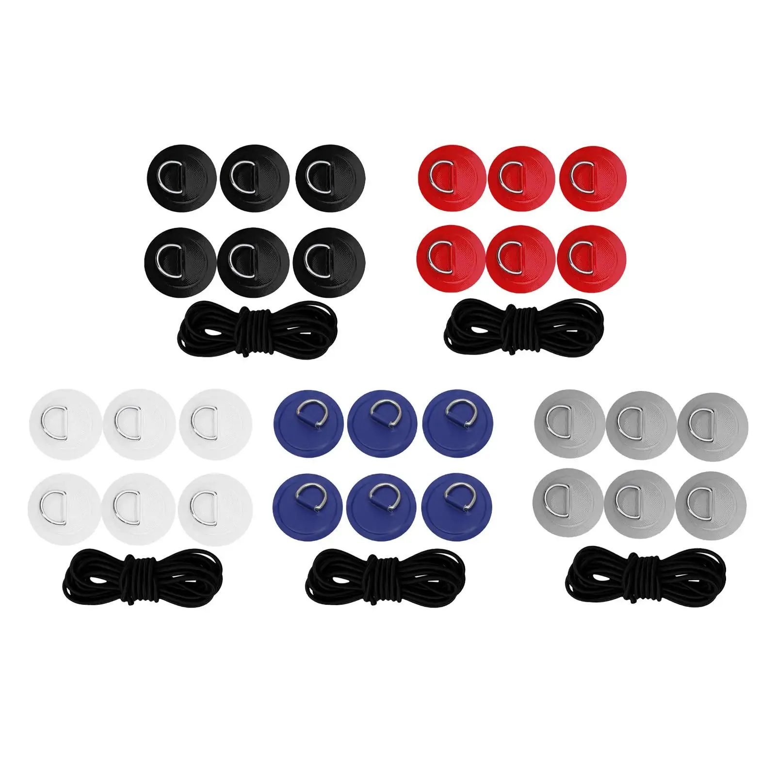 

6 Pieces D Rings PVC Patch Deck Rigging Kit for Kayak Inflatable Boat Canoe