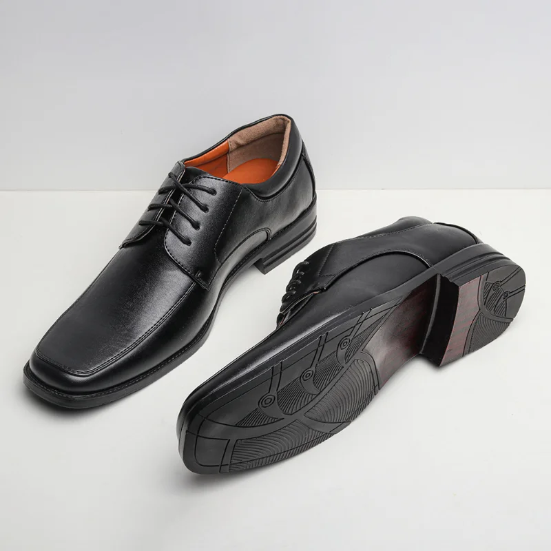 Summer Men's Business Formal Leather Shoes Derby Shoes Wedding Office Casual Day Square Toe Leather Shoes D5097