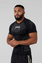 Men's Quick Dry Compression Athletic Tee - Breathable Muscle Fit Workout Shirt - M (Black)