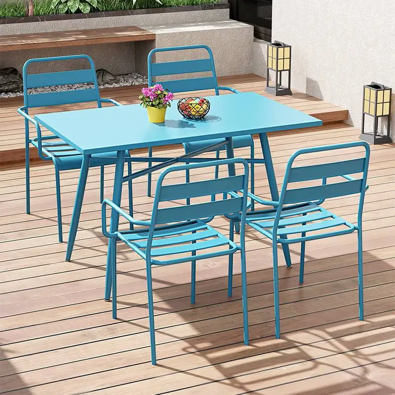 Outdoor courtyard leisure balcony tables and chairs milk tea shop cafe outside iron modern simple outdoor combination