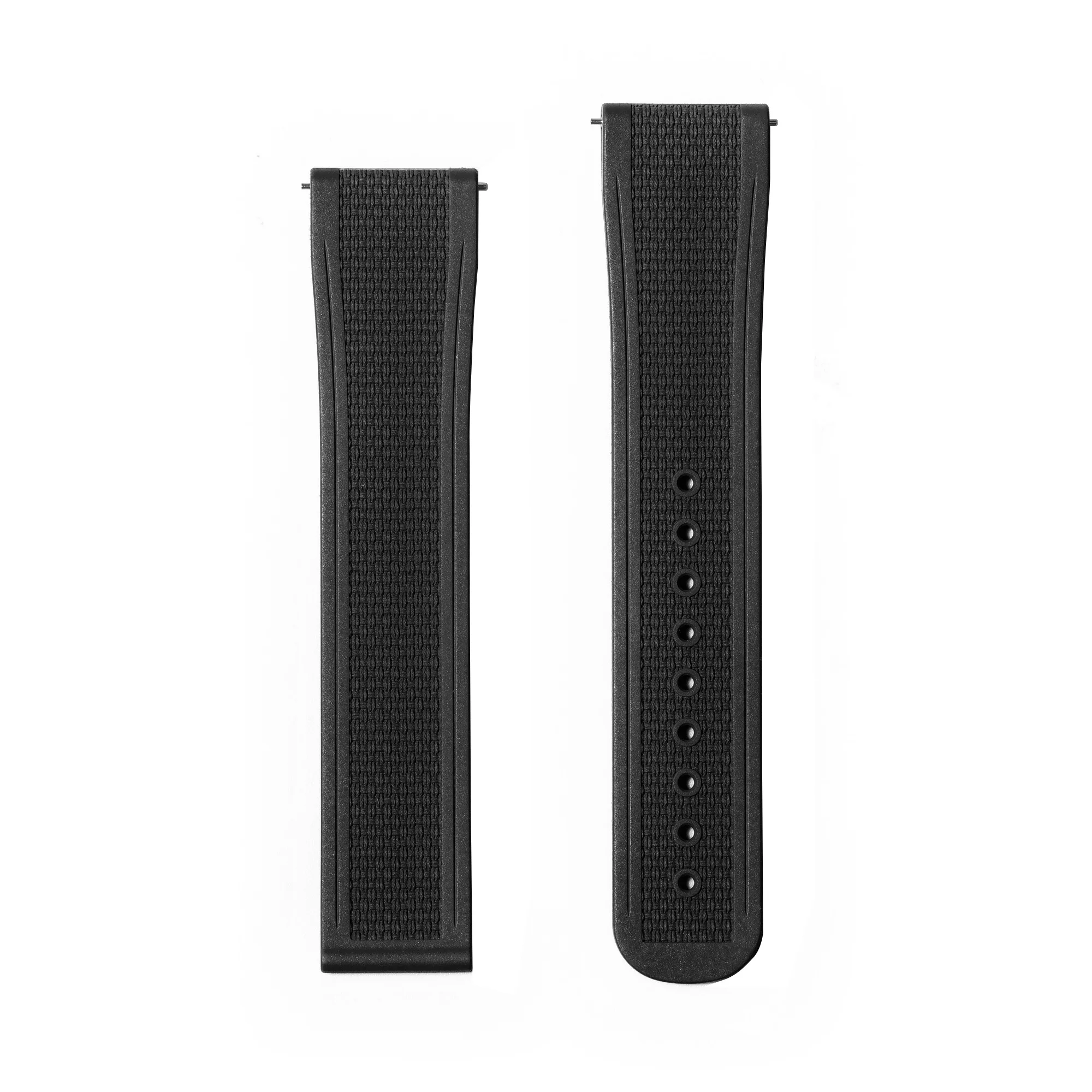 Deluxe FKM Rubber Watch Strap with Deployant Clasp - Dustproof & Sweat-proof