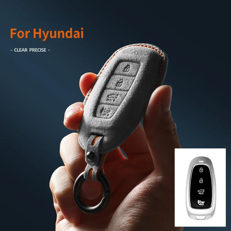 

For Hyundai Elantra Tucson Sonata 9 Verna Car Key Case Cover Suede Remote Car Key Case Shell Keychain for Hyundai Car Key Fob