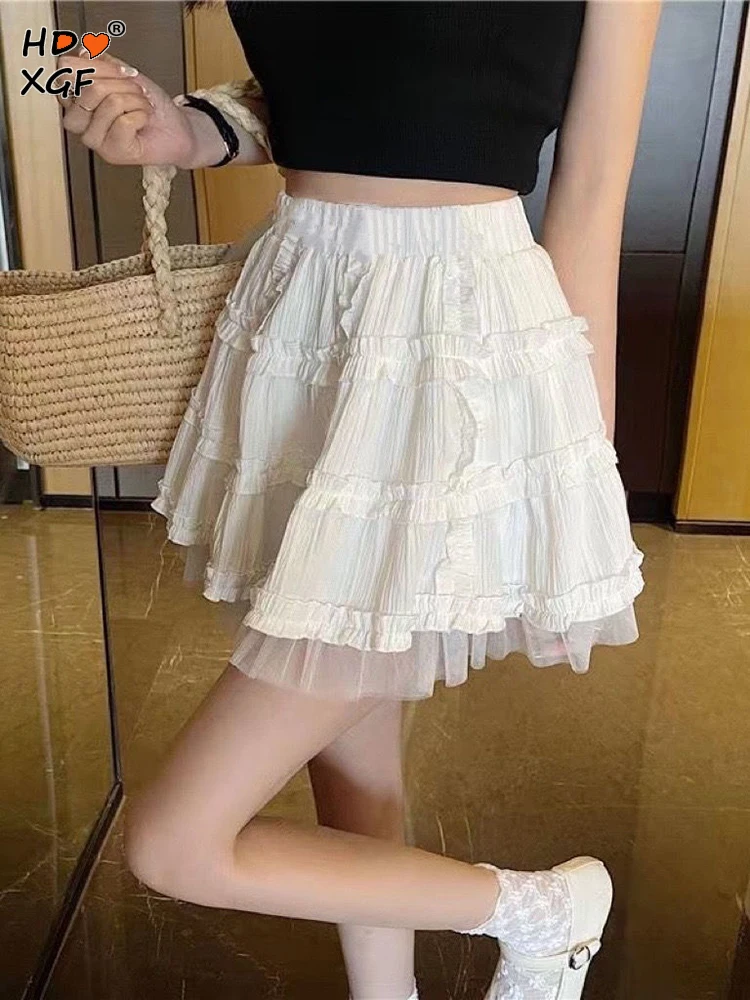 Grabar Matrona Colonos Minifalda blanca Kawaii para mujer, faldas esponjosas negras Harajuku,  Lolita, estética Emo Alt, ropa de calle de moda coreana, 2023 _ -  AliExpress Mobile