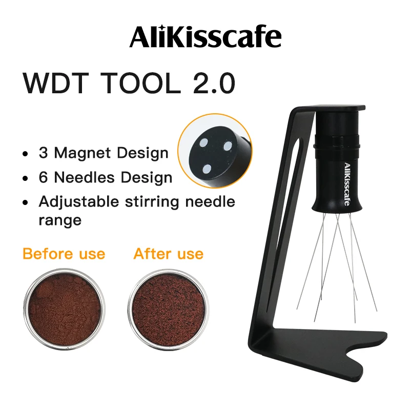 WDT Tool Coffee Needle Distributor Magnetic With Stand Adjustable Range Stirrer Leveler Barista Tools Espresso Cafe Accessories