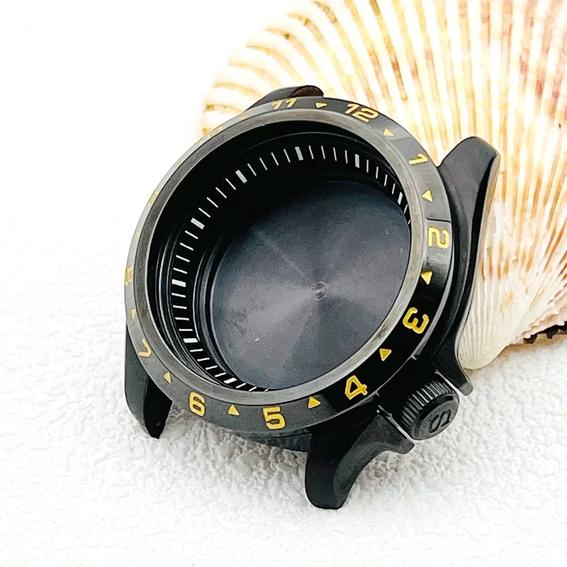 

42mm SKX007 Watch Case Black Seiko SRPD Watch Case NH35 NH36 Case Sapphire Crystal Glass Cases Fit for NH35 NH36 Watch Movement