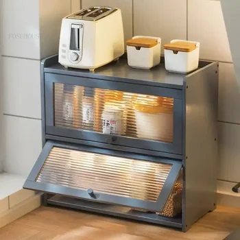 ตู้ข้างโต๊ะครัวแบบญี่ปุ่น ทำจากไม้ไผ่ ตู้เก็บของในครัว เฟอร์นิเจอร์บ้าน ตู้เก็บภาชนะบนโต๊ะอาหาร พร้อมบานประตูป้องกันฝุ่น 1