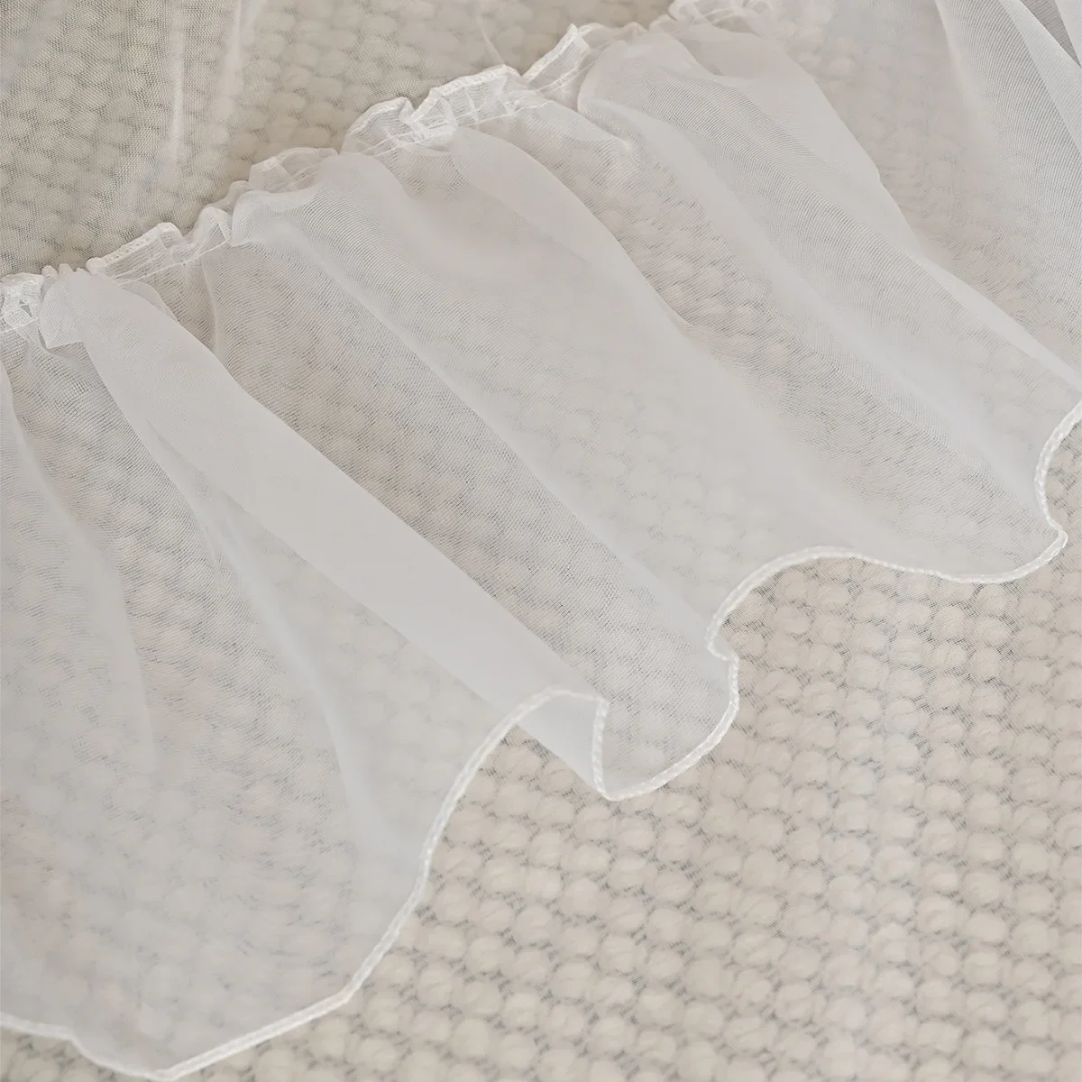 1pc Solid Colour 3 Laces Sheer Curain, Lace Curtains for Living Room, Bedroom