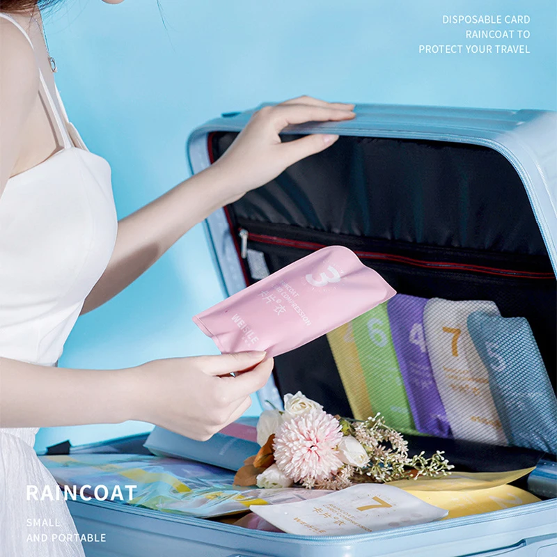 1pc Disposable Card Compression Raincoat Men and Women Rainwear