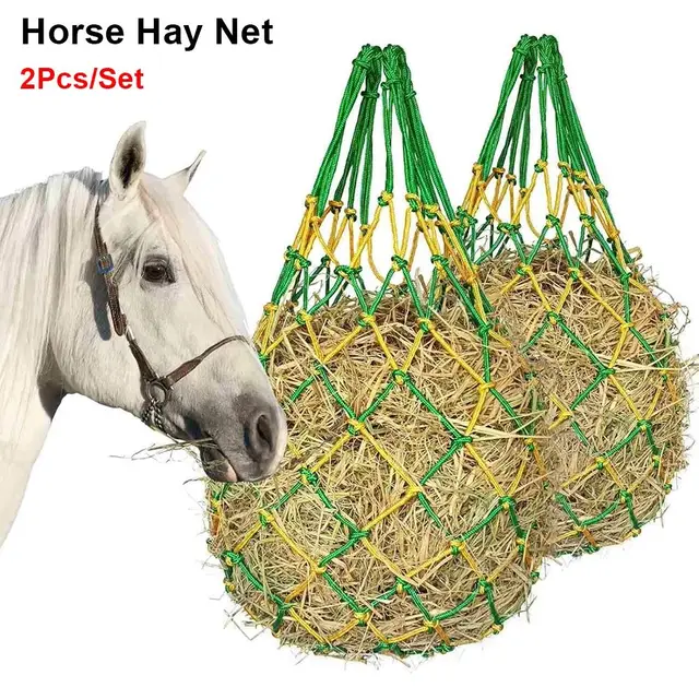 2Pcs/Set New Slow Feed Hay Net Hanging Large Capacity Horse Hay Bag 40inch Hay Feeder Bag Equestrian Accessory 2Pcs/Set New Slow Feed Hay Net Hanging Large Capacity Horse Hay Bag 40inch Hay Feeder Bag Equestrian Accessory