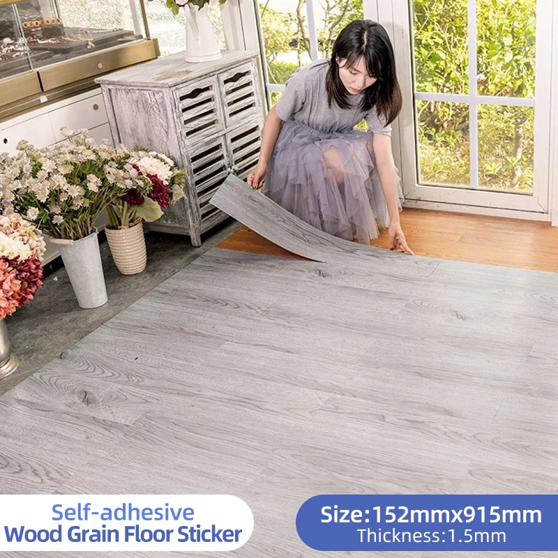 

10pcs Wood Grain PVC Floor Sticker Waterproof Self-adhesive Modern Wallpaper for Kids Room Bedroom Toilet Kitchen Renovate Decor
