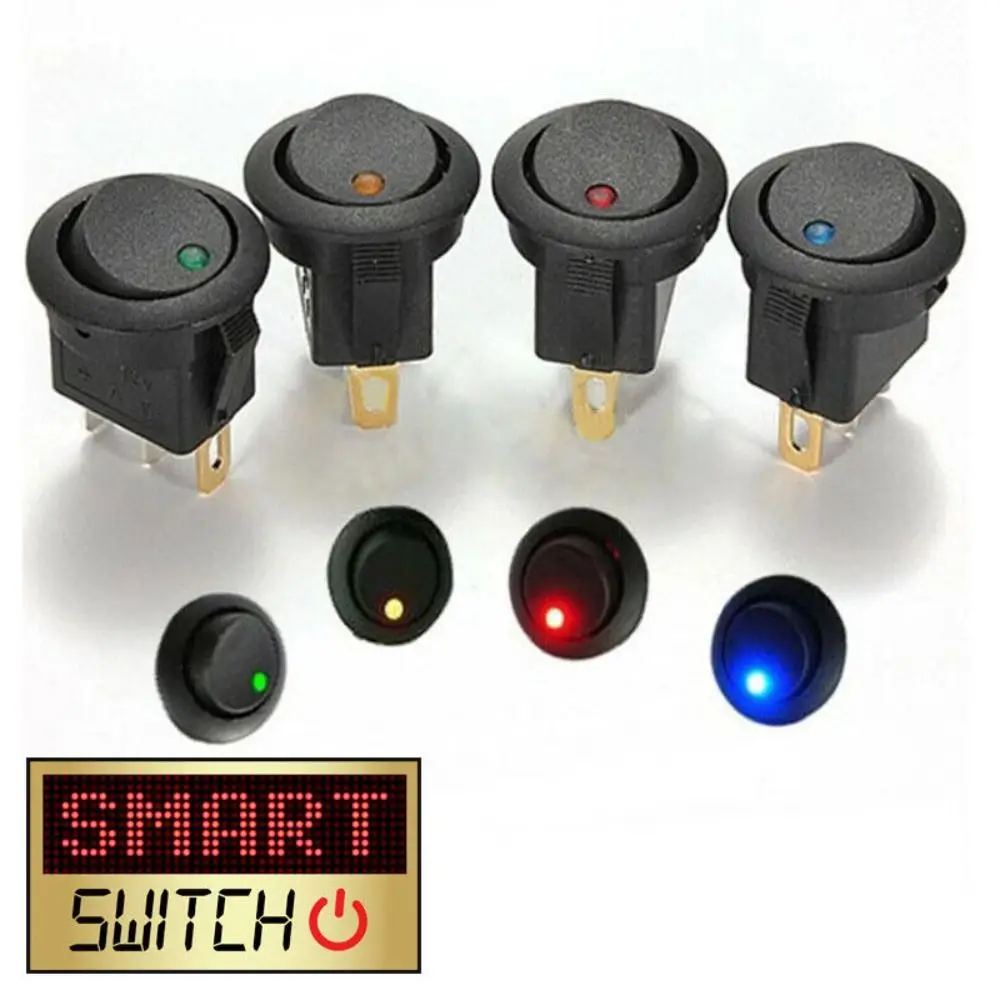 

10pcs/Set ON/OFF 12V Round Rocker Dot Switch Waterproof LED Light Luminescence Toggle Switches Car Accessories