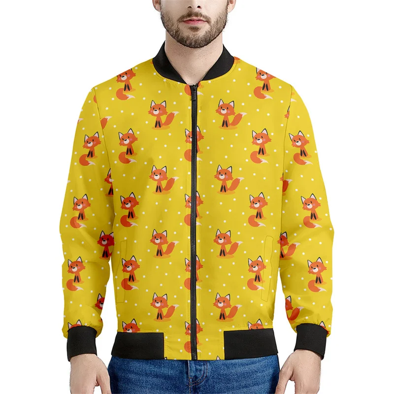thumbnail image 1 of Bonita chaqueta con cremallera y estampado de zorro en 3D para hombre, abrigo con estampado de animales para niños, chaqueta informal de calle con cremallera, sudadera de manga larga tipo bombardero, 1 of 4