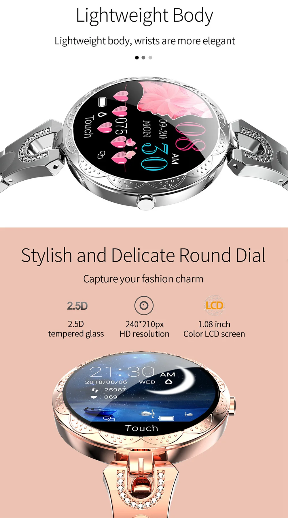 Xiaomi Fashion Women Smart Watch Waterproof Heart Rate Blood Pressure Monitor Smartwatch Gift For Ladies Watch Bracelet Gilrs