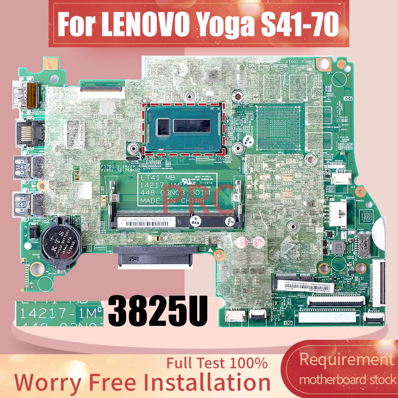 Материнская плата для ноутбука LENOVO Yoga S41-70 5B20K17778 SR24B 3825U, материнская плата для ноутбука 14217-1 м