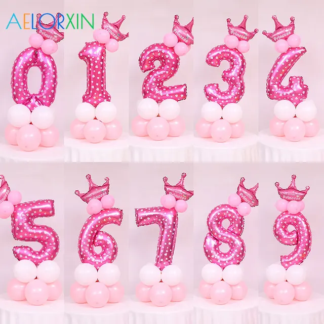 32-inch Digital Balloon Cartoon Inflatable Children Birthday Party Decoration Number Balloon Foil Balloons Kid Boy Toy Baby 1