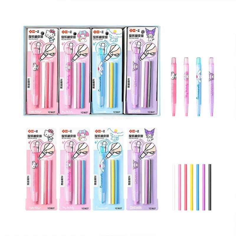 

2023 Kawaii 12/24pcs Sanrio Cartoon Eraser Students Stationery Portable Clean Rubber Pupils Eraser Cute Children Toys Kids Gift