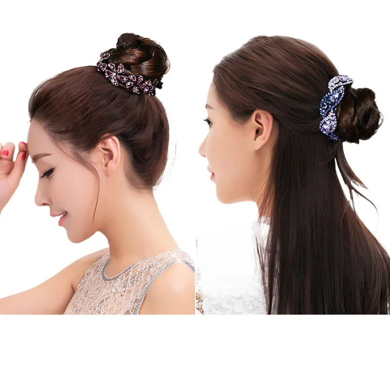 Hair Bun Maker Holder Hairpin Rhinestone Deft Hair Claw Clamps Hairband Strong Bun Must-have Tool Accessories For Women hair accessory hair clip
