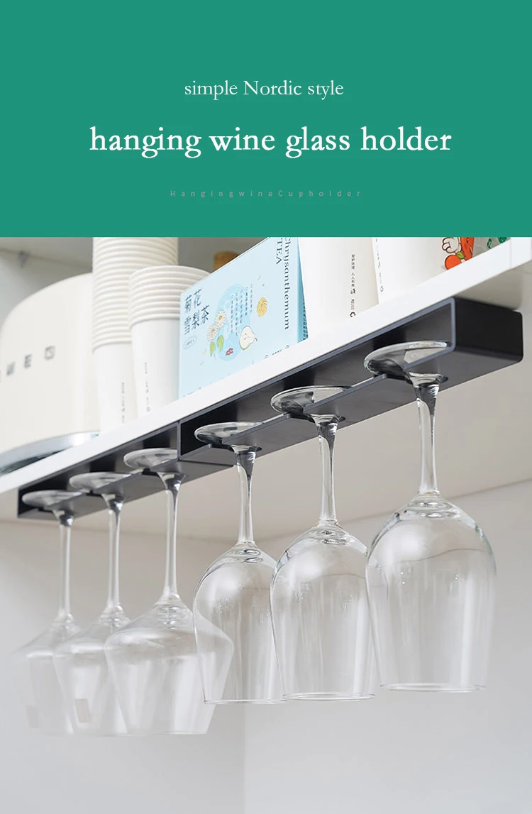 Description Picture 2 of itemWine Glass Holder Hanging Wine Glass Holder Under Shelf Plastic Stemware Rack Glassware Drying Storage Hanger For Kitchen Bar