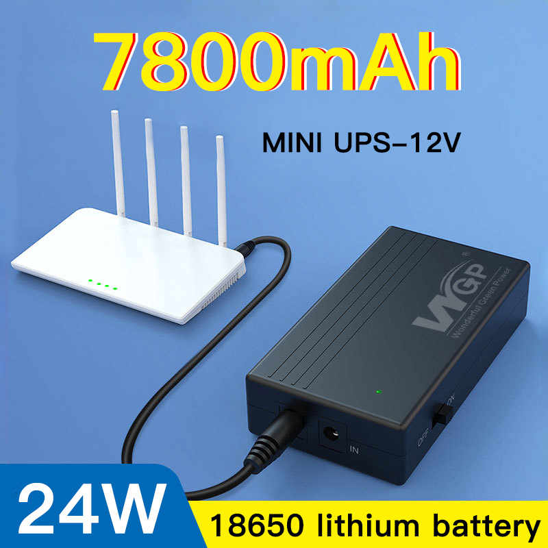 WGP 7800mAh UPS DC Uninterruptible Power Supply Portable Mini 18650 li-ion Battery DC 12v 2A Double Router Modem Wifi 220V