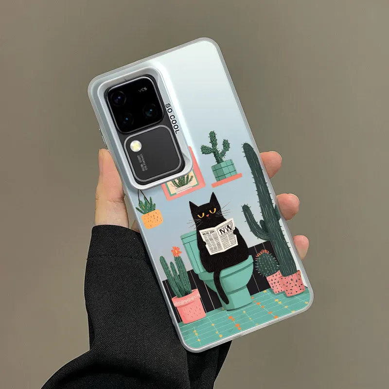 Für Samsung Galaxy S24 S23 S22 S21 Ultra Plus FE S25 Ultra Plus Laser Telefon Fall Schöne Cartoon Closes Katze stoßfest Abdeckungen