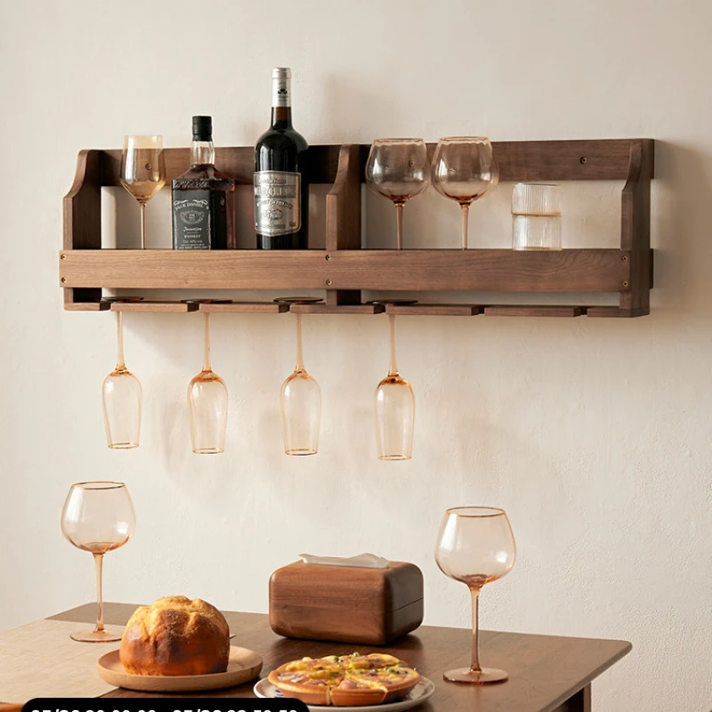 Wine rack Solid Wood Wall Wine Storage Rack Whiskey and Red Wine Wall Mounted Bar Household Hanging Cabinet #0070