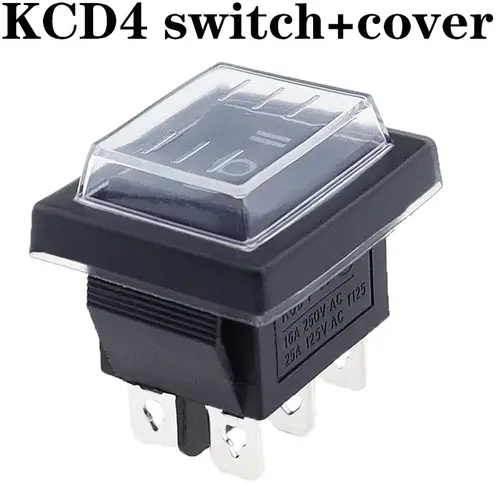 1PCS KCD4 25X31mm Black Rocker Switch 6 Pin 3 Position ON-OFF-ON Double Reset/Latch Switch 16A 250V 20A 25A 125VAC - Image 4