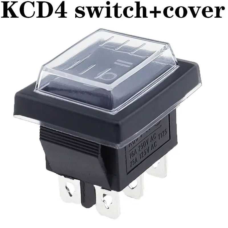 1PCS KCD4 25X31mm Black Rocker Switch 6 Pin 3 Position ON-OFF-ON Double Reset/Latch Switch 16A 250V 20A 25A 125VAC - Image 4