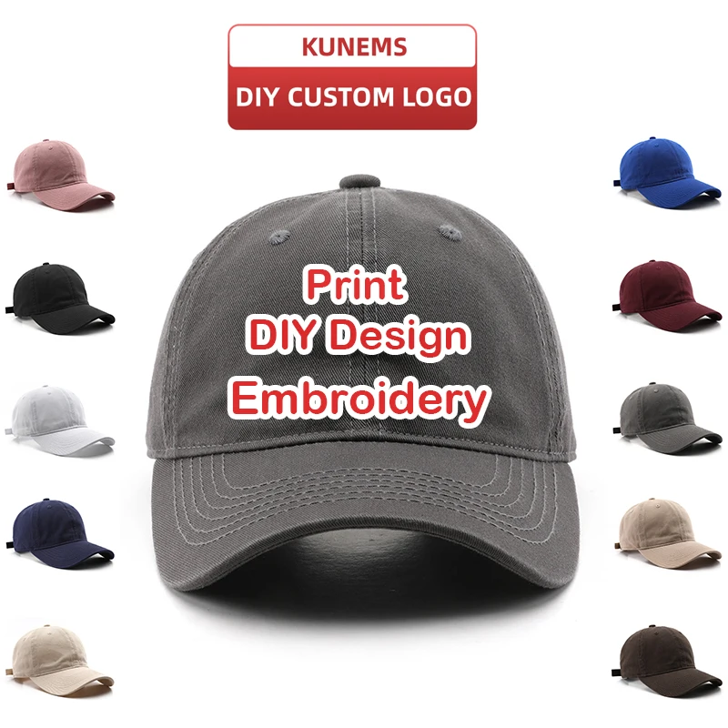 

KUNEMS Custom LOGO Baseball Cap for Women and Men Fashion DIY Embroidery Hats Colorful Design Cotton Caps Wholesale Unisex
