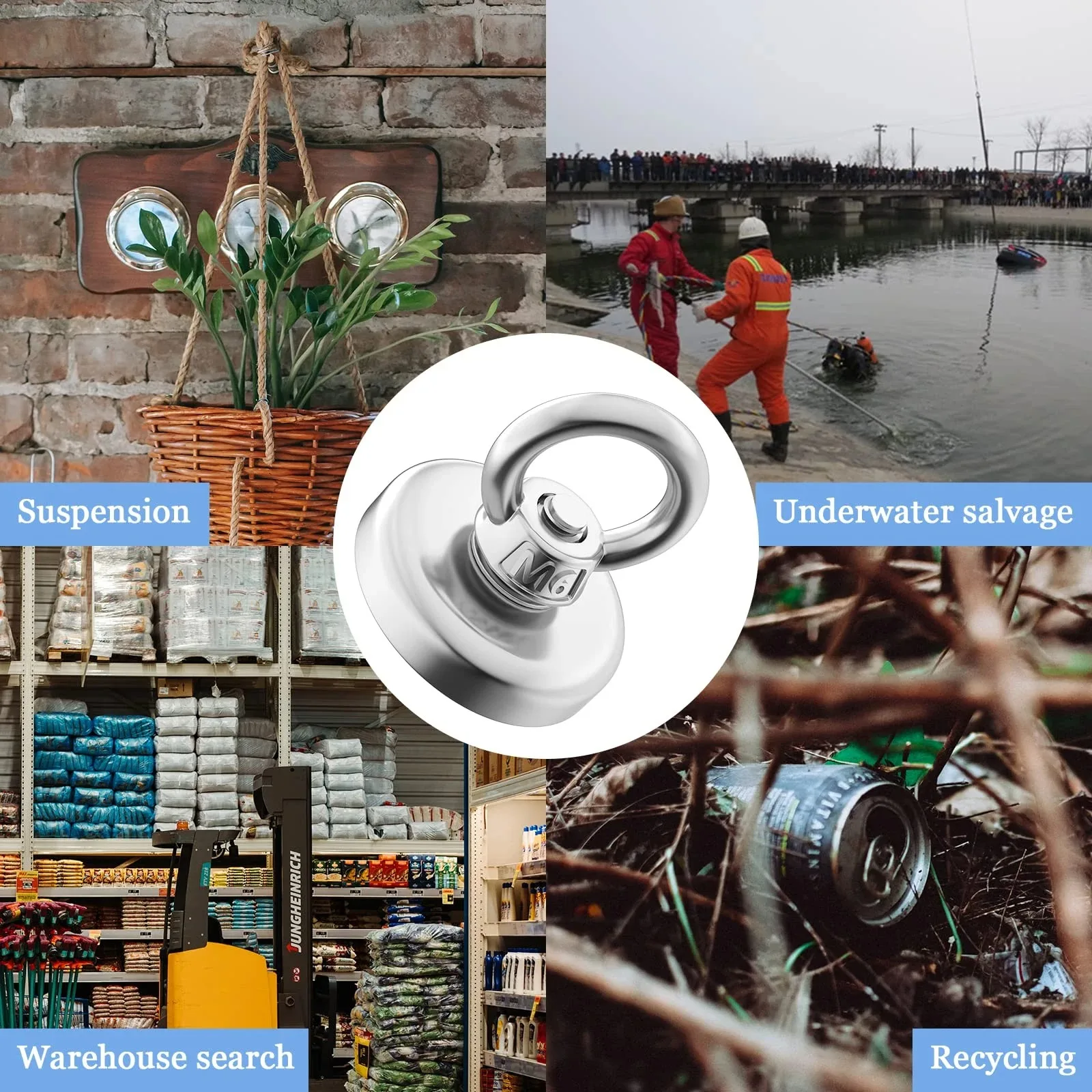 Description Picture 5 of itemSuper Strong Neodymium Fishing Magnet Hook N52 Heavy Duty Rare Earth Magnet with Countersunk Hole Eyebolt 16-60mm Salvage Magnet