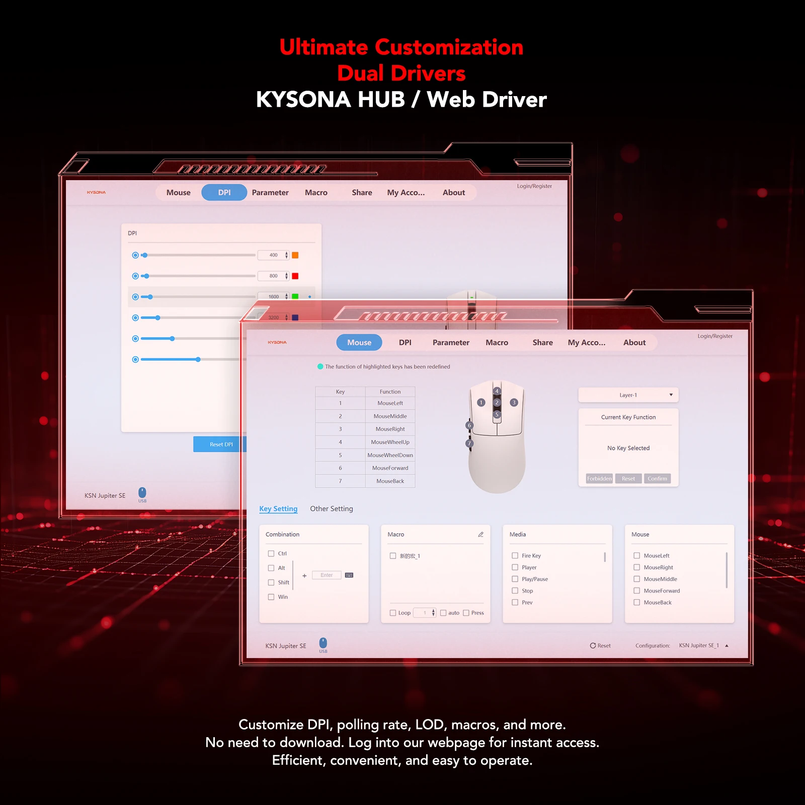 Kysona Jupiter Wireless Mouse PAW3395 Sensor 26000DPI Light Weight