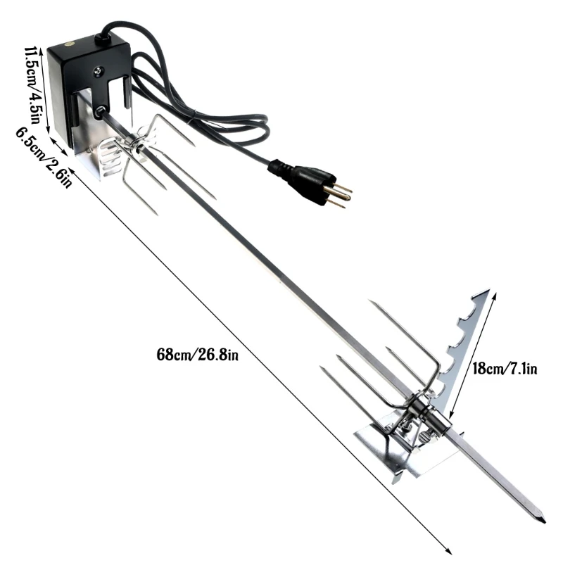 Universal Automatic Grill Rotisserie Kit with 4W Electric Motor BBQ Bracket Roaster Spit Rod Fork Complete Holders barbecue skewers barbecue tools