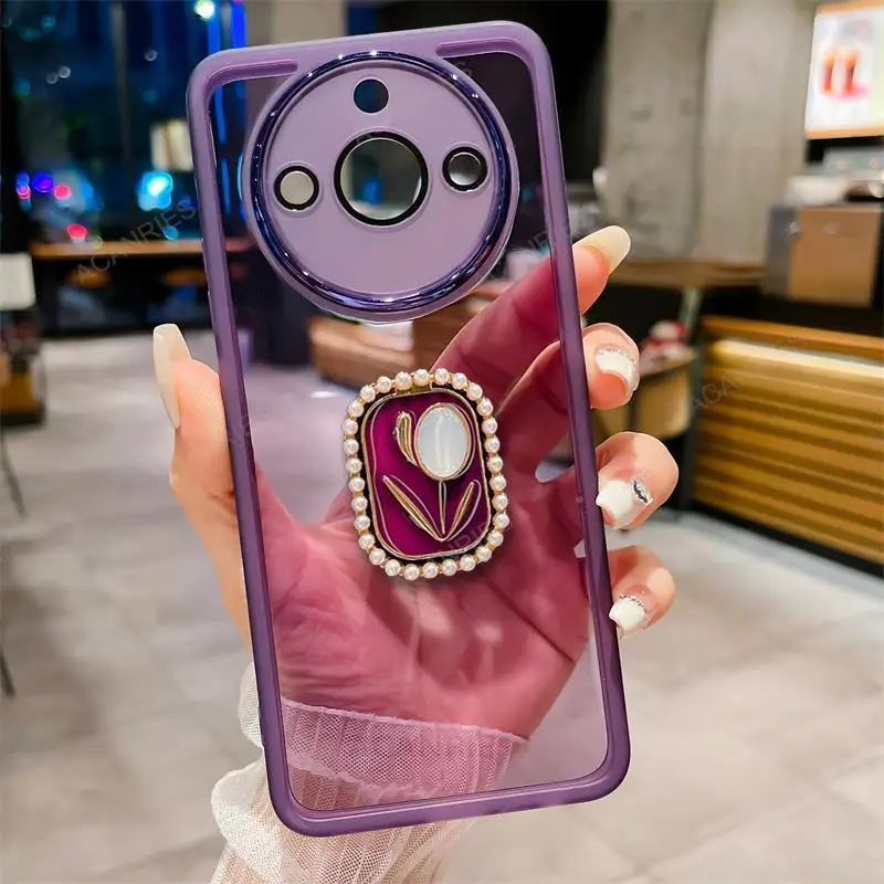 Oppo Realme 11 4G 5G 10 Pro Plus 6i C55 C53 C35 C33 C31 C30 C25 C20 C15 Tulip tartó átlátszó szilikon tok C 55 53_voghion.com