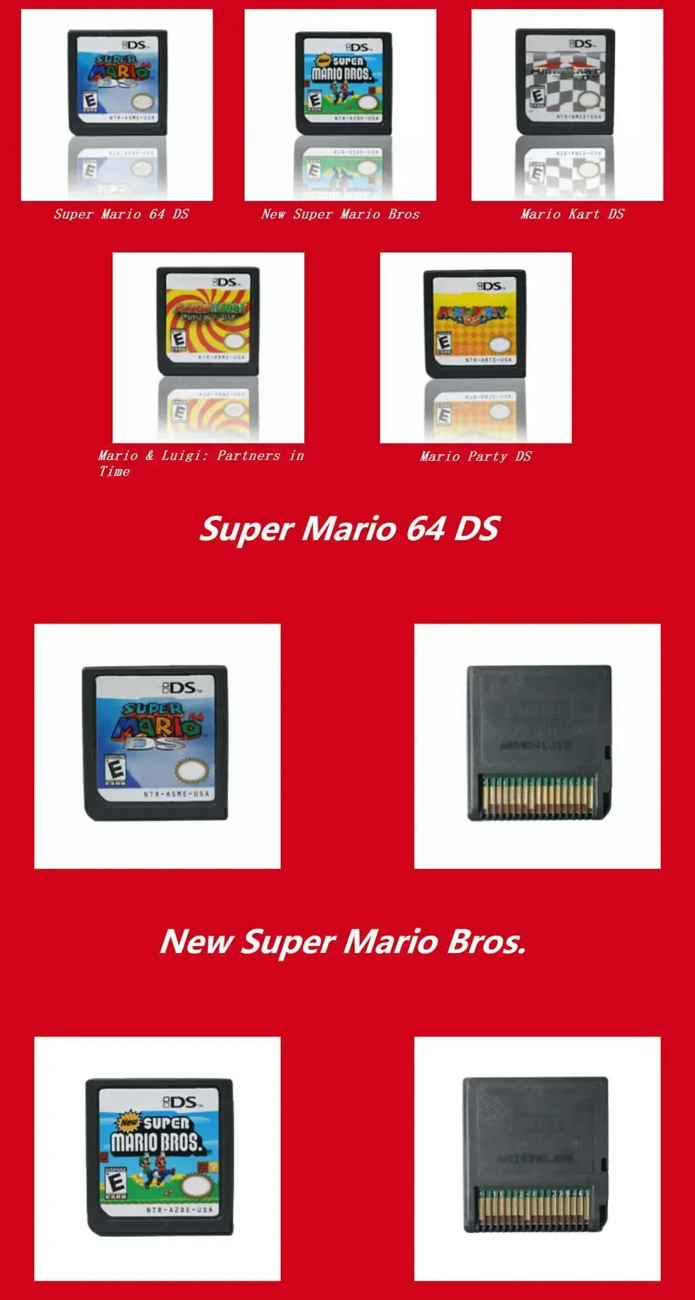 Neues Modell Hot Mario Serie DS-Spiele Cartridge Super Mario Bros Videospielkonsole Karte Mario Kart Mario Party Für NDSL 2DS 3DS – Detail 3