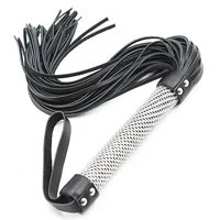 Crystal Handle Genuine Leather COW LEATHER Whip，51CM Horse Whip for Horse Equestrian 1