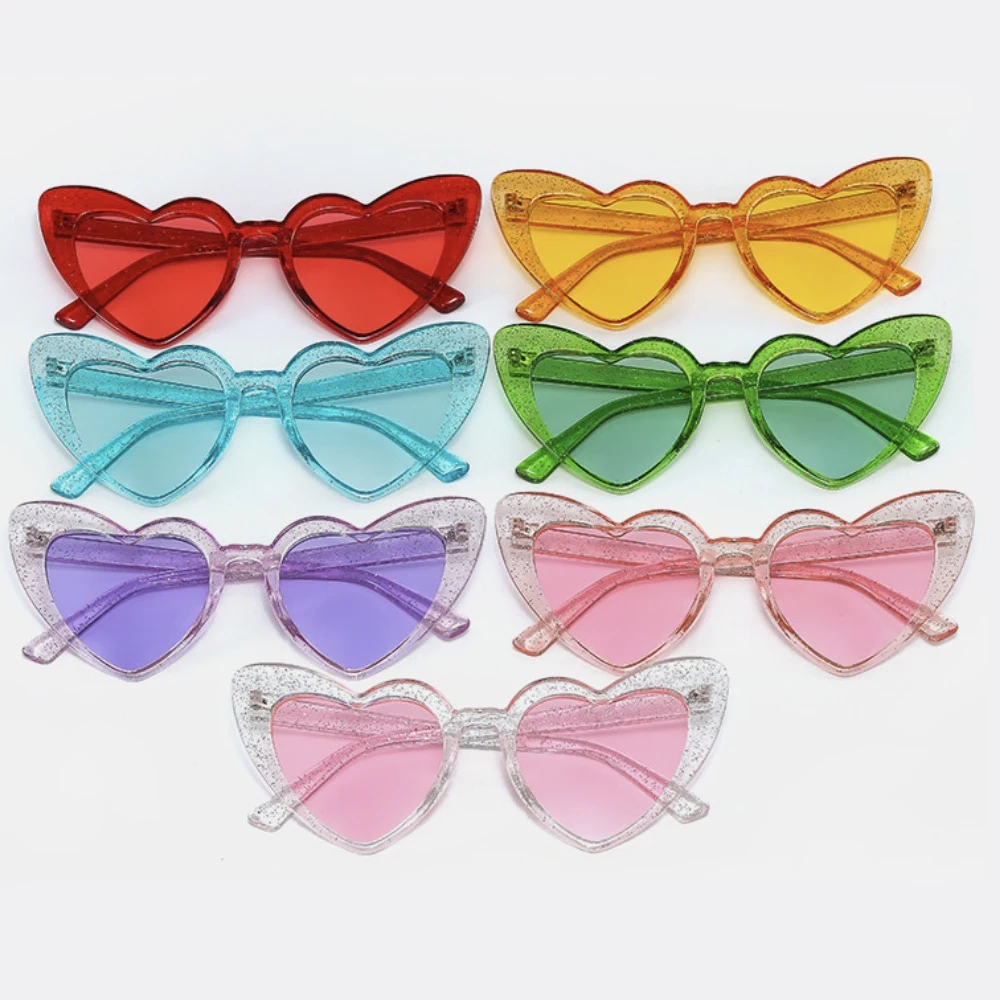 

2023 Lovely Heart Shape Sunglasses Candy Color Lens UV400 Protection Sun Glasses Eyewear Summer Beach Decoration for Women