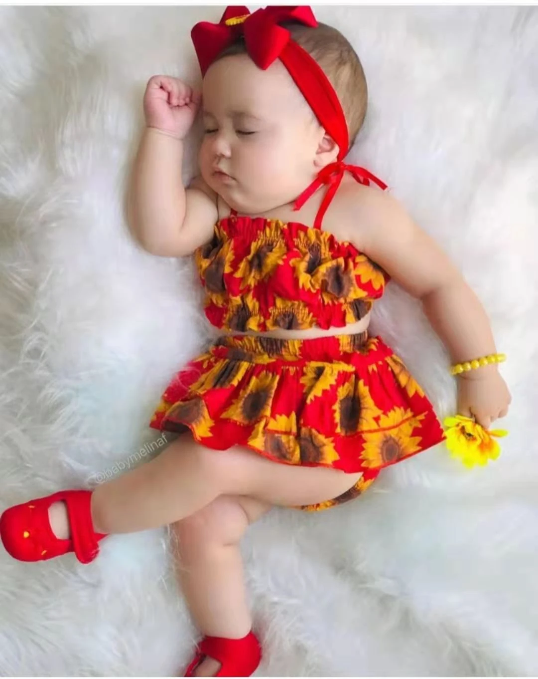 3PCS Newborn Baby Girls Clothes Summer Set Kids Child Vest Tops Sunflower Print Short Headband Toddler New Born Summer Outfits baby floral clothing set