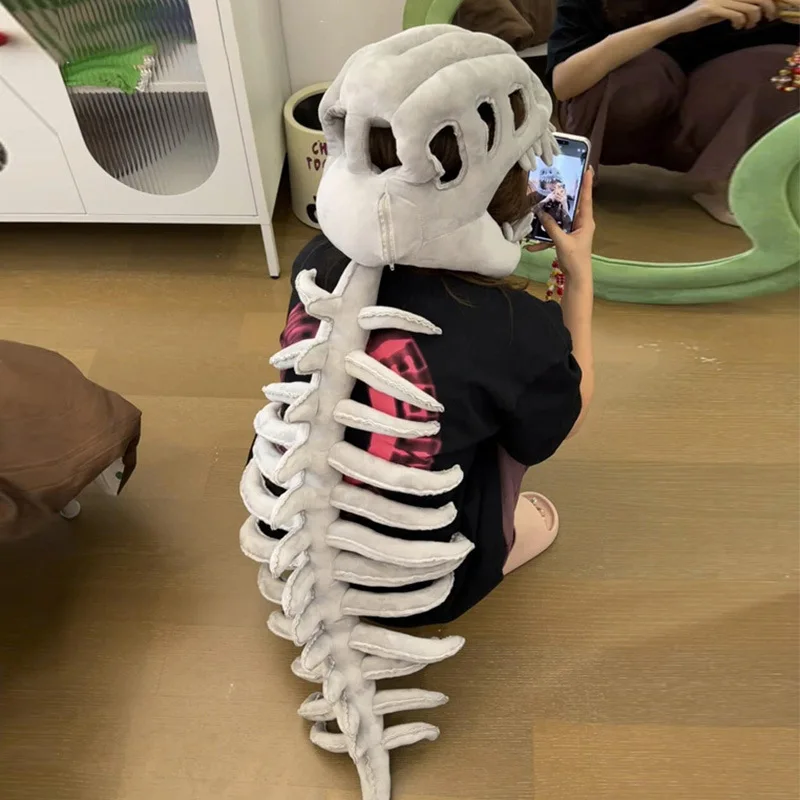 80/118CM Dinosaur Skeleton Costume Set Dress up Clothing Plush Toys Party Cosplay Toy Kid Adult Dress-Up Creative Funy Gift