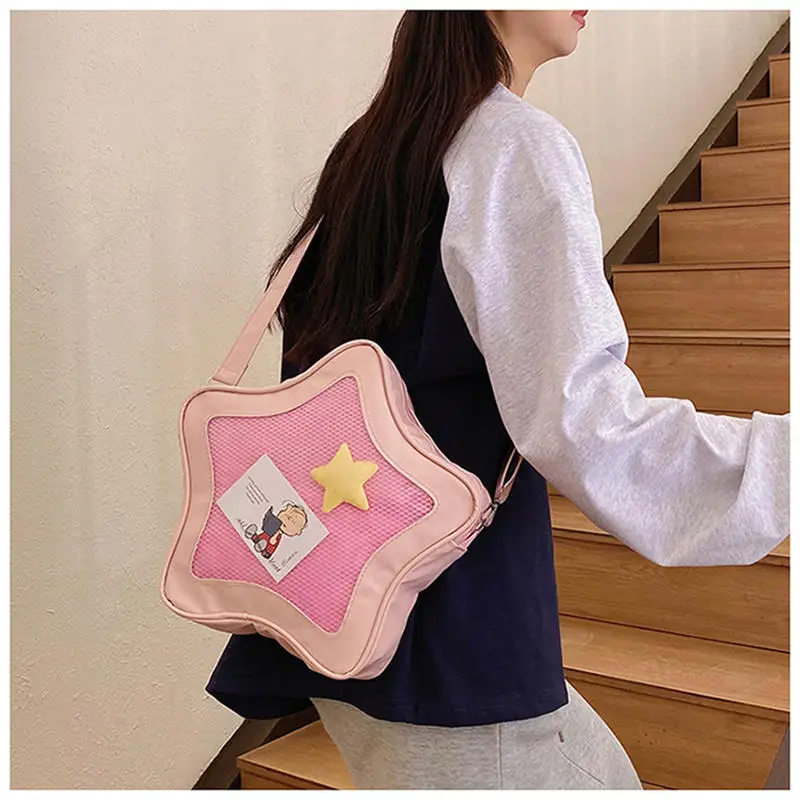 Creative Five Pointed Star Single Shoulder Bag For Girl Fashion Casual Crossbody Bag High Aesthetic Transparent Commuting Bags