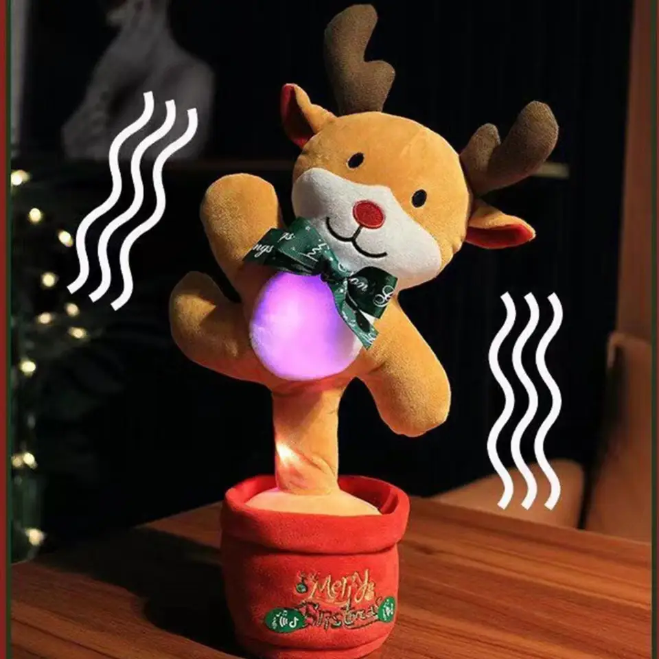 SdeNow Babbo Natale Danzante Con Occhiali Dorati - Giocattolo Elettrico Che Canta E Balla Per Decorazioni Natalizie